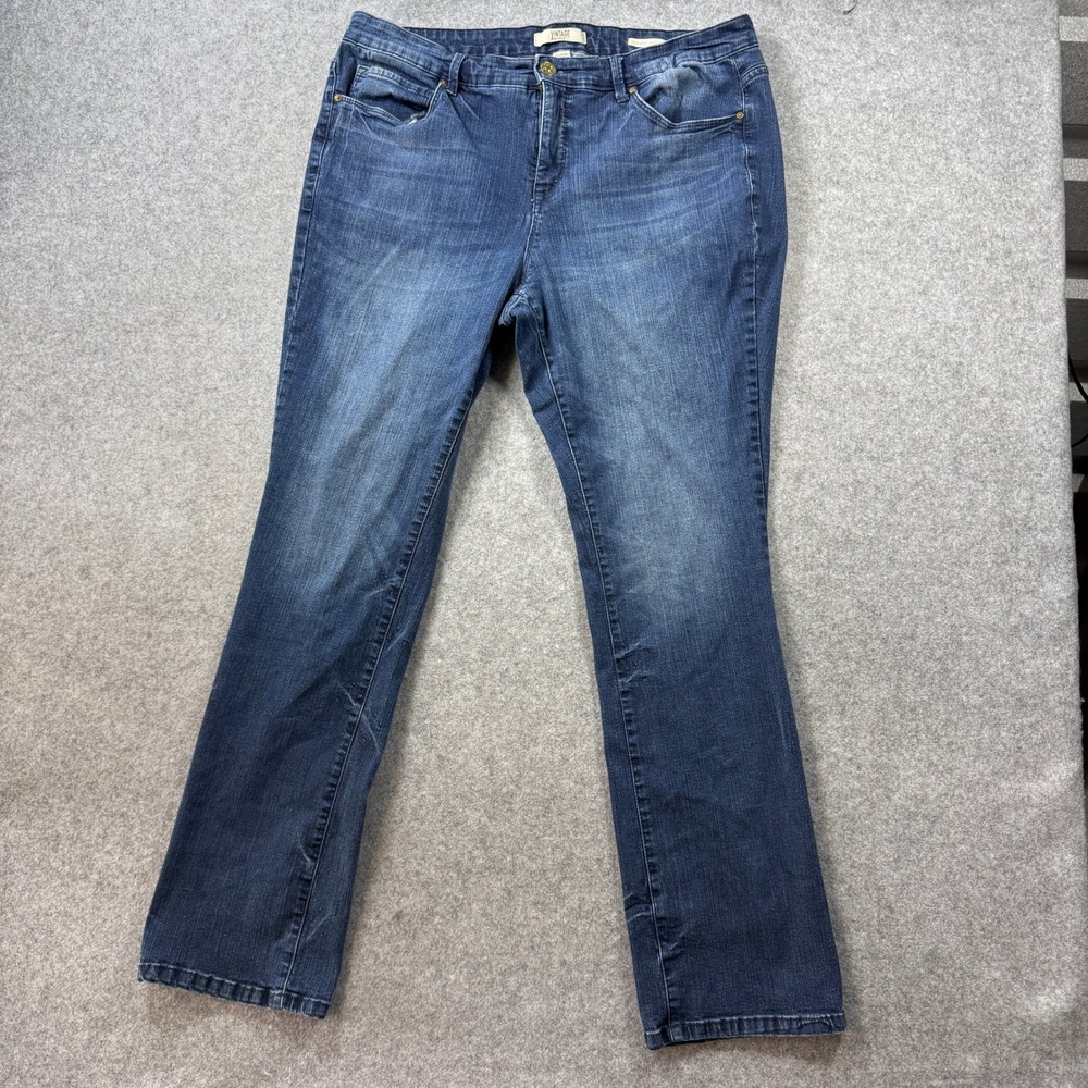 Vintage America Women Wonderland Super Straight Jeans 16W Blue Stretch Denim